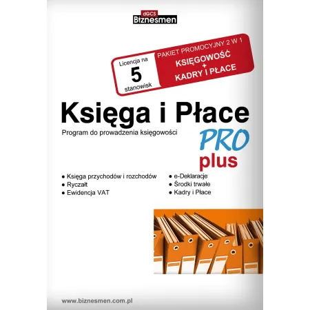 Księga Przychodów i Rozchodów PRO Plus - 1 firma / 5 pracowników