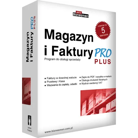 Magazyn i Faktury PRO Plus 1 firma / 5 stanowisk